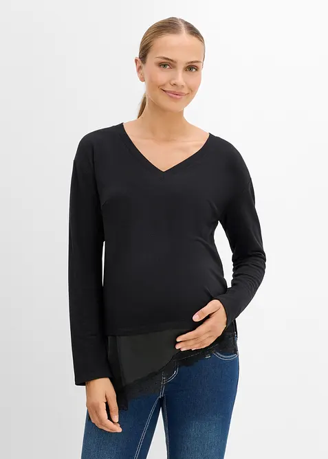 Mama topp med blonder, bonprix