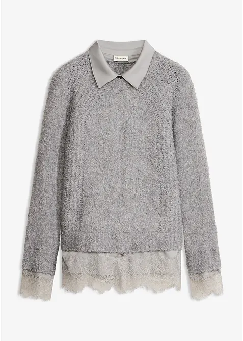 Genser med blusedetaljer, bonprix
