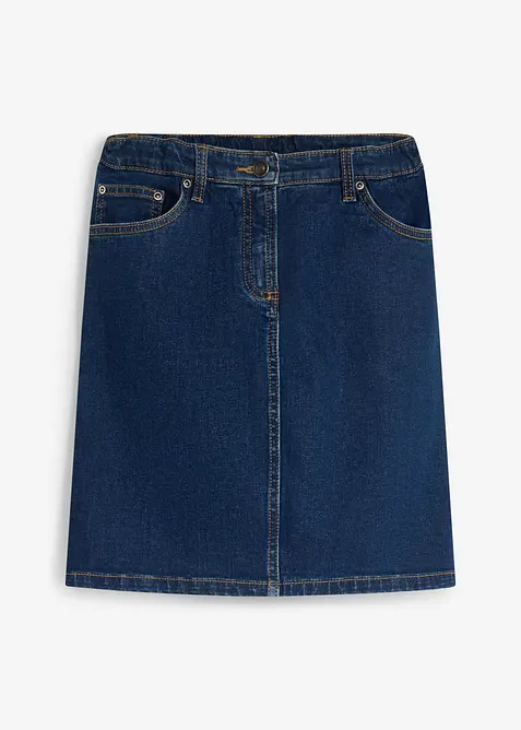 Jeansskj&oslash;rt i elastisk bomullsmiks Mid Waist, bonprix
