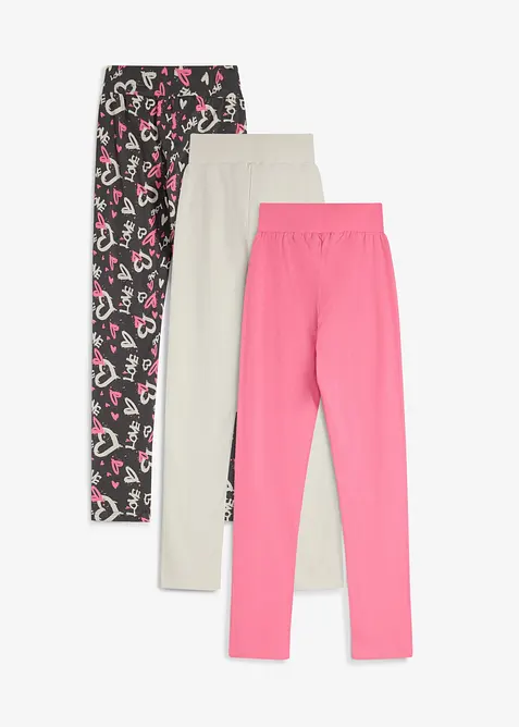 Leggings i elastisk, &oslash;kologisk bomullsmiks (3-pack), bonprix