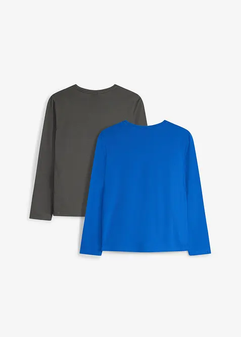 Langermet topp i myk, &oslash;kologisk bomull (2-pack), bonprix