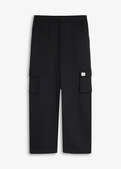 Cargo-joggebukse i myk bomullsmiks, loose fit, bonprix
