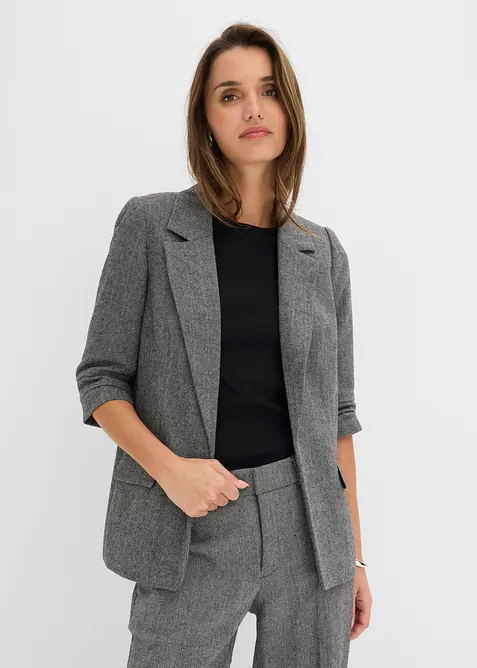 Lang blazer med krage med slag, bonprix