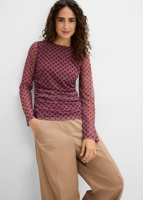 Langermet topp i tynn mesh, bonprix