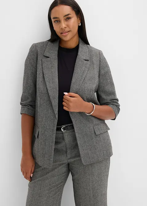 Lang blazer med krage med slag, bonprix
