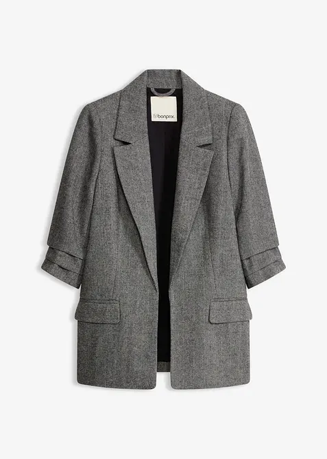 Lang blazer med krage med slag, bonprix