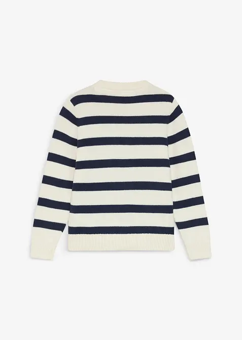 Grovstrikket genser i 100% bomull med stripem&oslash;nster, bonprix