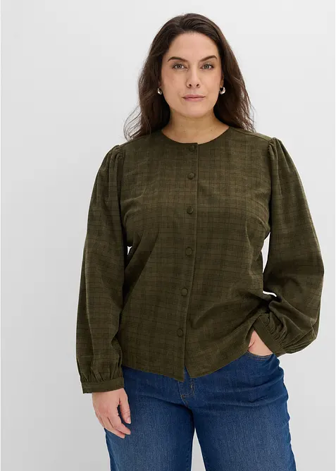 Rutete kordfl&oslash;yelsbluse, bonprix