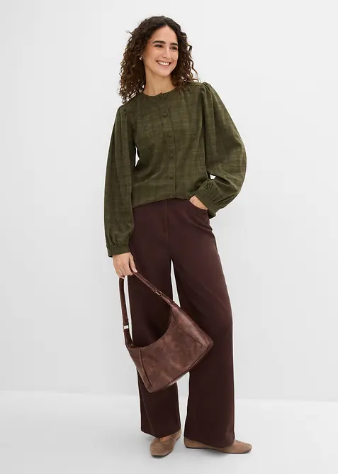 Rutete kordfl&oslash;yelsbluse, bonprix