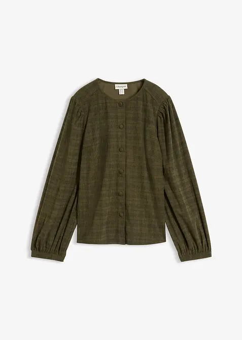 Rutete kordfl&oslash;yelsbluse, bonprix