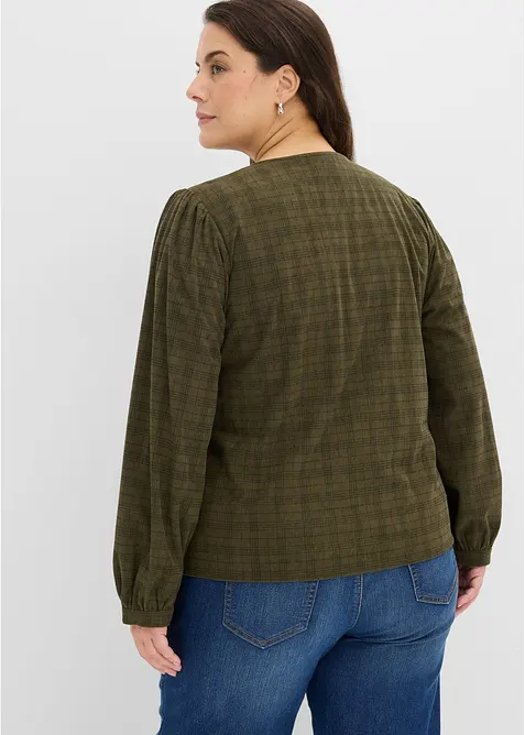 Rutete kordfl&oslash;yelsbluse, bonprix