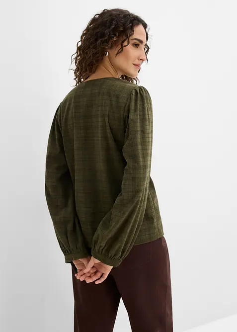Rutete kordfl&oslash;yelsbluse, bonprix