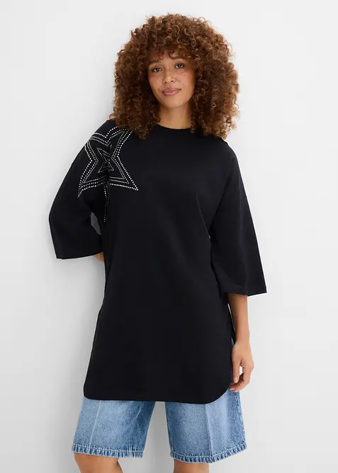 Lang, oversized topp i 100% &oslash;kologisk bomull, bonprix