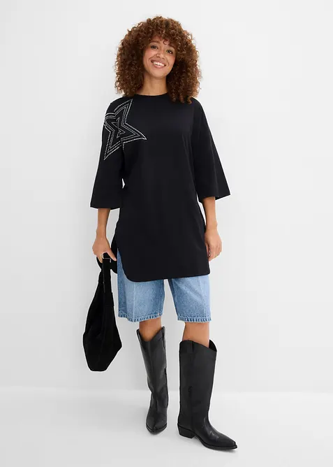 Lang, oversized topp i 100% &oslash;kologisk bomull, bonprix