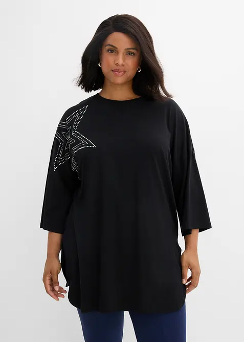 Lang, oversized topp i 100% &oslash;kologisk bomull, bonprix