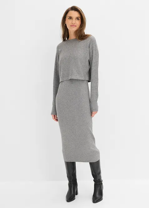 Strikket kjolesett  (2-delt sett), bonprix