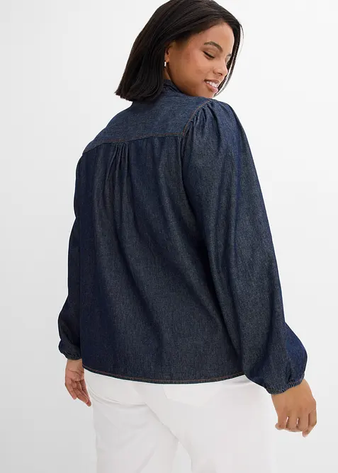 Jeansbluse av &oslash;kologisk bomull, bonprix