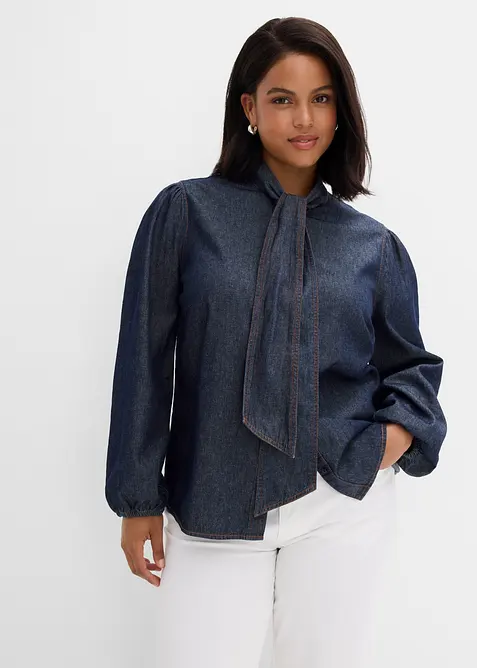 Jeansbluse av &oslash;kologisk bomull, bonprix