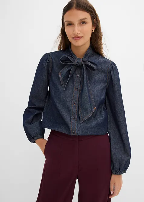 Jeansbluse av &oslash;kologisk bomull, bonprix