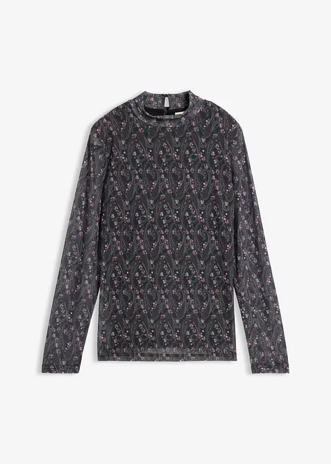 Langermet topp i tynn mesh, bonprix