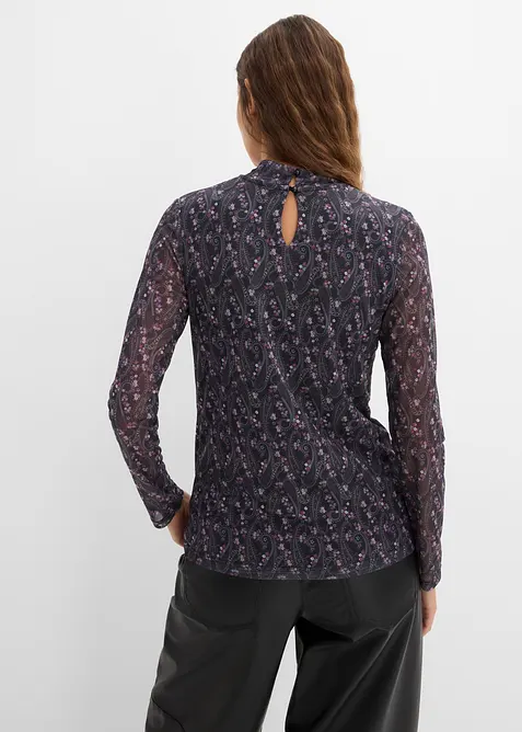 Langermet topp i tynn mesh, bonprix