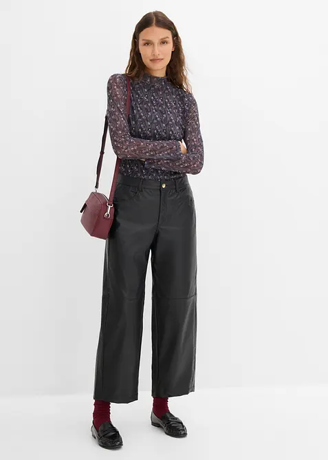 Langermet topp i tynn mesh, bonprix