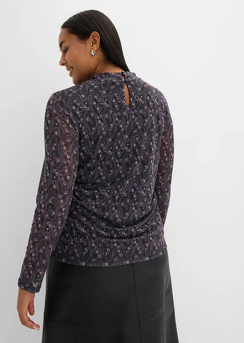 Langermet topp i tynn mesh, bonprix