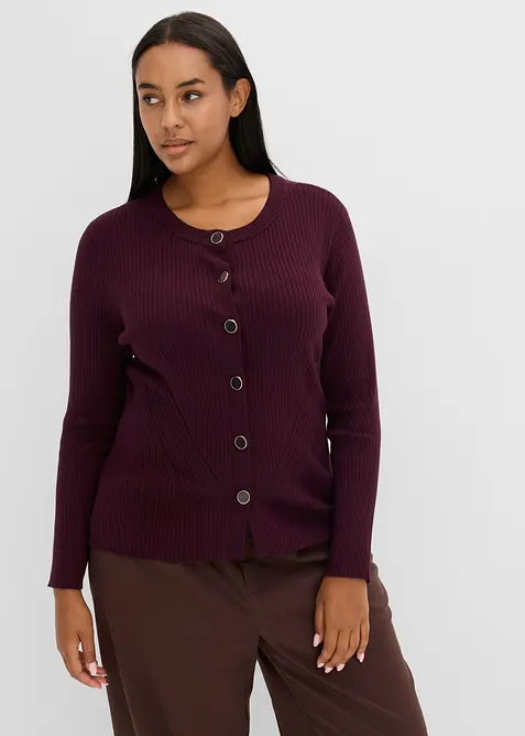 Finstrikket cardigan i viskosemiks, bonprix