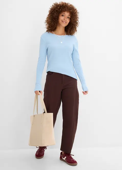 Ribbet topp i 100% &oslash;kologisk bomull (5-pack), bonprix