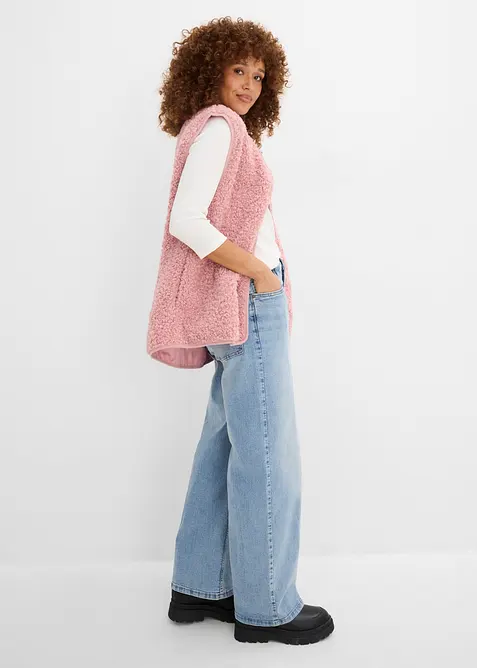 Ribbet topp i 100% &oslash;kologisk bomull med 3/4-lange ermer (3-pack), bonprix