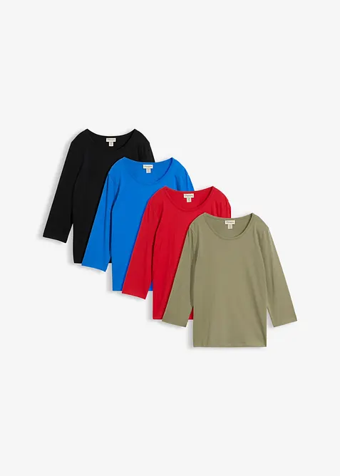 Topp med 3/4-lange ermer (4-pack), bonprix