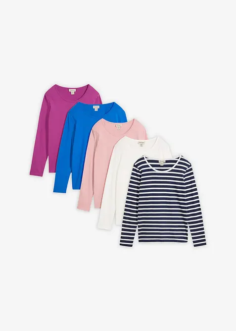 Langermet topp (5-pack), bonprix