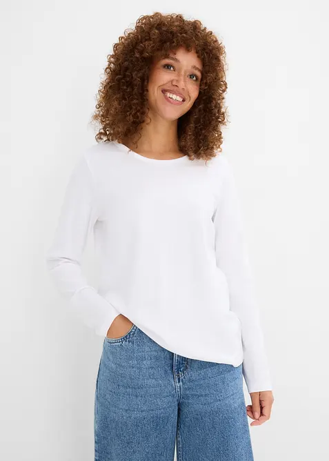 Langermet topp i 100% &oslash;kologisk bomull (3-pack), bonprix