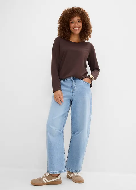Langermet topp i 100% &oslash;kologisk bomull (3-pack), bonprix