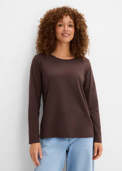 Langermet topp i 100% &oslash;kologisk bomull (3-pack), bonprix
