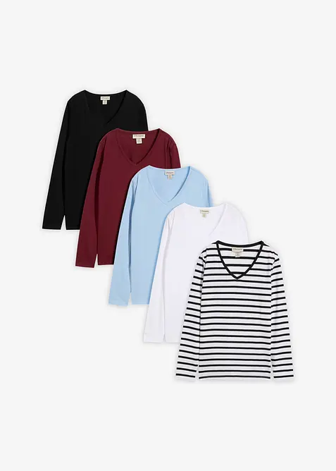 Langermet topp (5-pack), bonprix