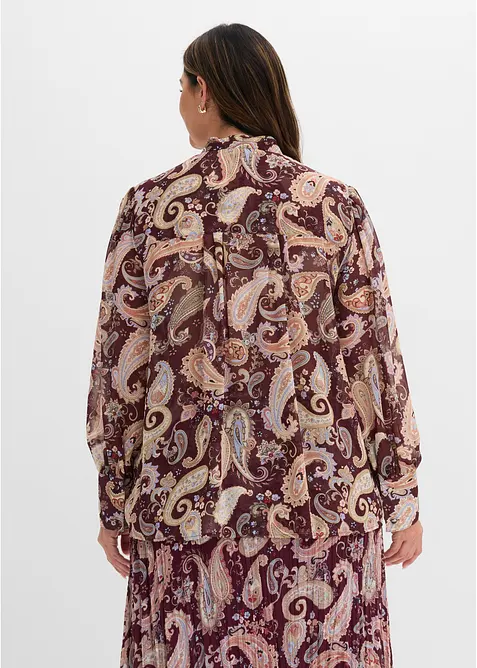 Chiffonbluse med st&aring;krage, bonprix