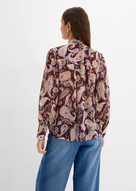 Chiffonbluse med st&aring;krage, bonprix