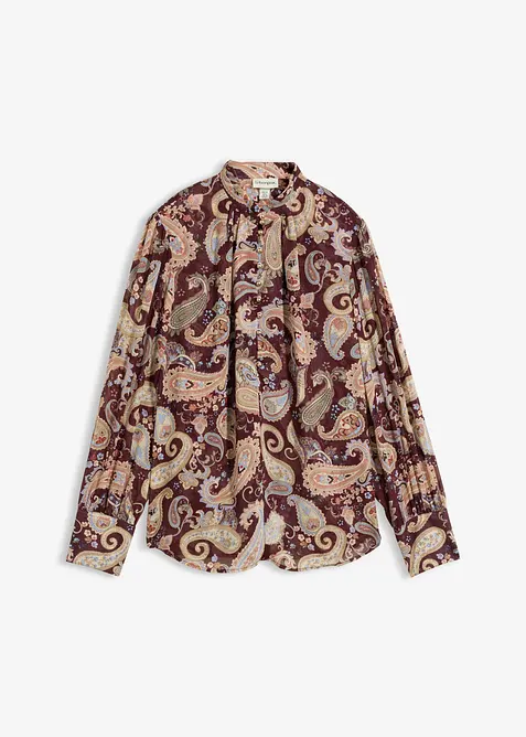 Chiffonbluse med st&aring;krage, bonprix