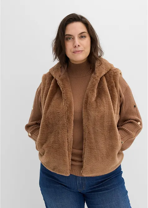 Fuskepelsvest med stikklommer, bonprix