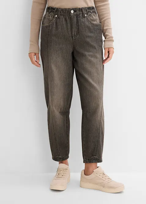 Barrel Jeans Mid Waist, komfortlinning, bonprix