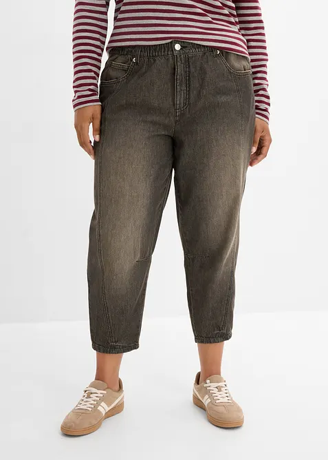 Barrel Jeans Mid Waist, komfortlinning, bonprix