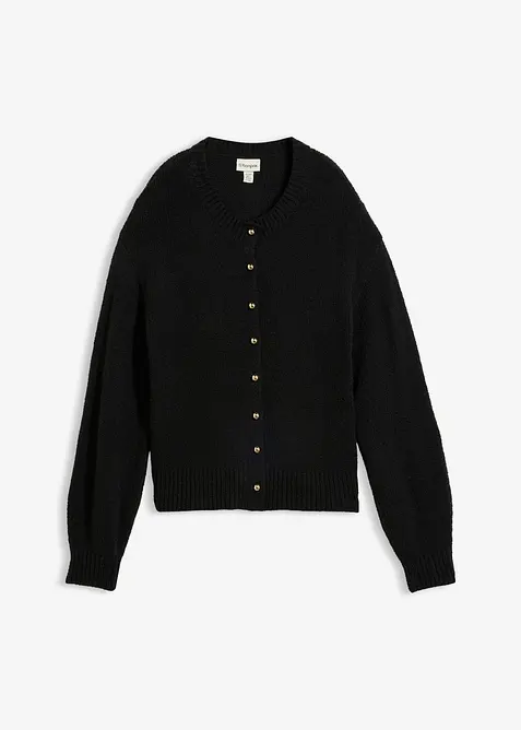 Grovstrikket cardigan med knappestolpe, bonprix
