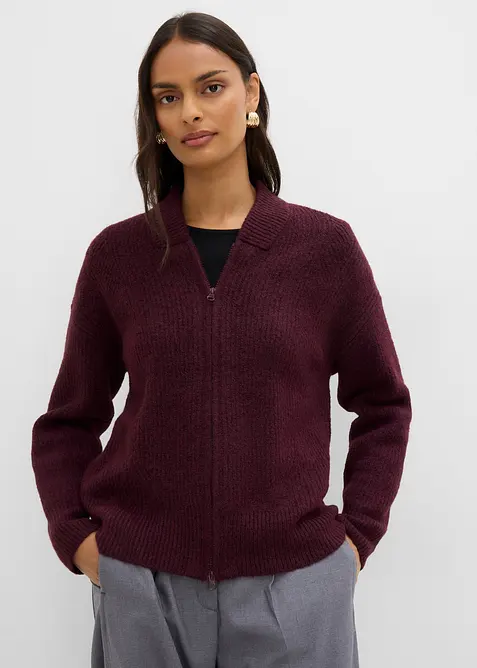 Cardigan i myk ullmiks med glidel&aring;s, bonprix
