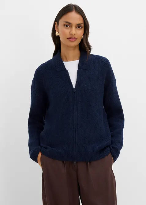 Cardigan i myk ullmiks med glidel&aring;s, bonprix