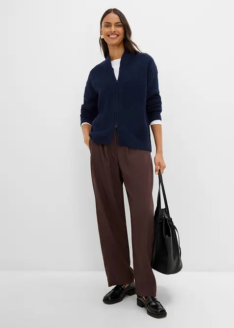 Cardigan i myk ullmiks med glidel&aring;s, bonprix