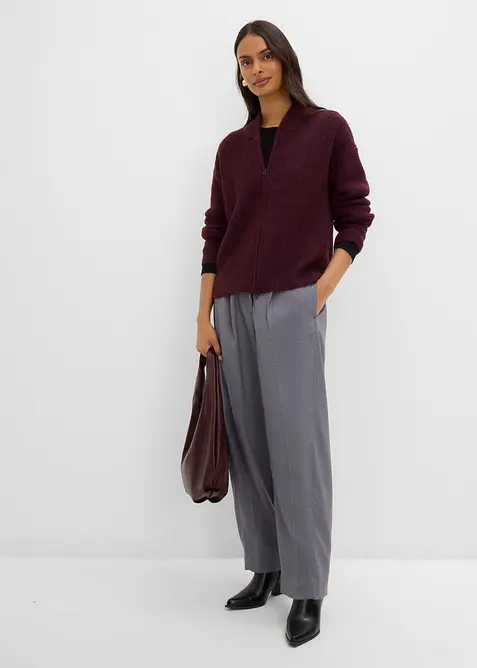 Cardigan i myk ullmiks med glidel&aring;s, bonprix