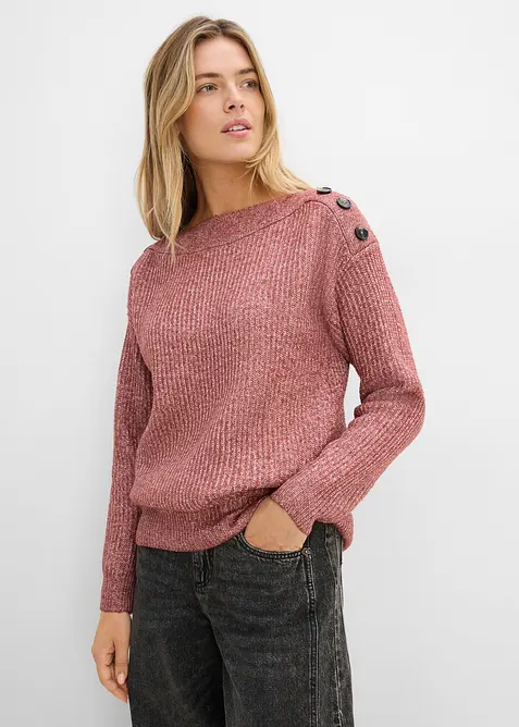 Oversized genser med knapper, bonprix