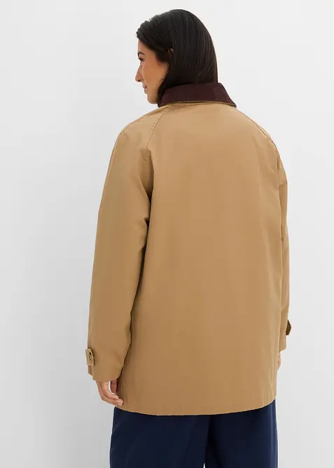 Vokset overgangsjakke med krage i kordfl&oslash;yel, bonprix