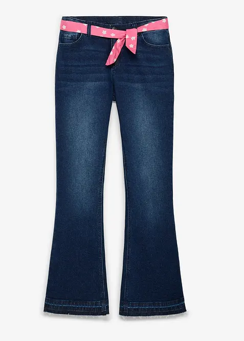 Flared-jeans med knytebelte, Mid Waist, bonprix